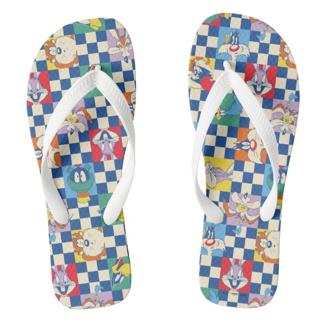 Farbenfrohe LOONEY TUNES™ Schachbrett Toss Pattern Flip Flops (Fußbett)