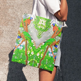 Farbenfrohe Loris auf einem Ast - Papageien - Gemä Tasche