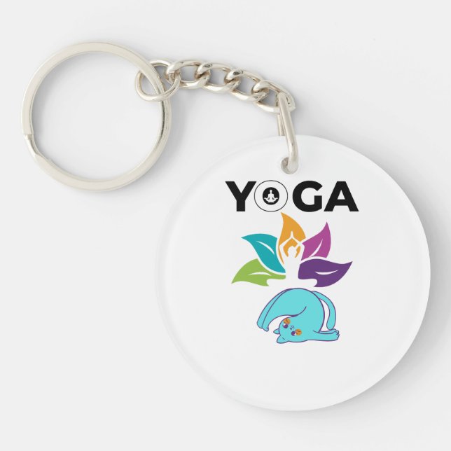Farbenfrohe Lotus Balance bei weiblichen Yoga Vibe Schlüsselanhänger (Vorderseite)
