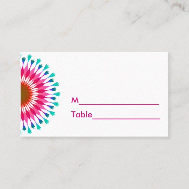 Farbenfrohe Lotus Floral Wedding Plcecard Platzkarte (Vorderseite)