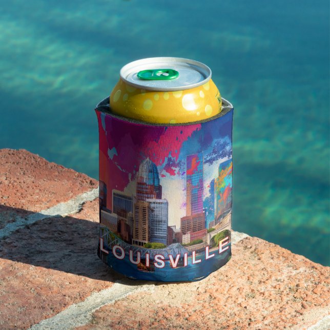 Farbenfrohe Louisville Skyline Abstrakt Art Dosenkühler (In Situ Pool)