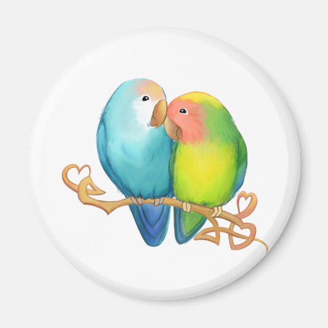 Farbenfrohe Lovebirds Magnet (Vorne)