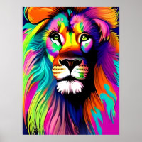 Farbenfrohe Löwe Digitale Kunst
