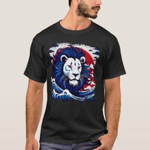 Farbenfrohe Löwenköpfe Kunst mit Ukiyo T-Shirt
