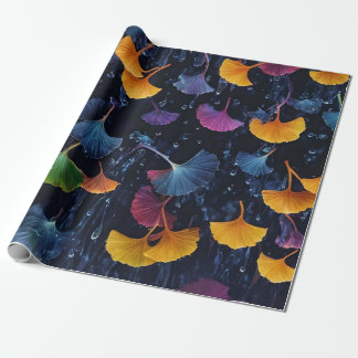 Farbenfrohe Luminogramm-Ginkgo-Blätter Geschenkpapier