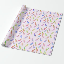 Farbenfrohe Lupine-Wildblume, weißes bohisches Mus Geschenkpapier