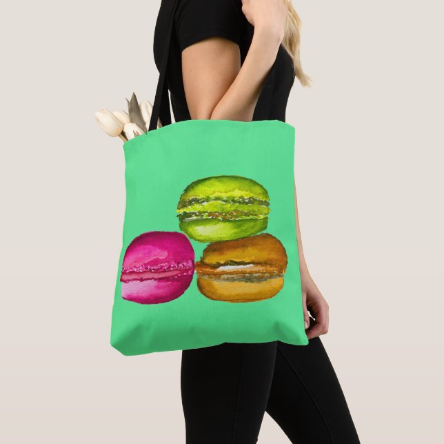 Farbenfrohe Macarons Aquarellkunst funky Tasche (Von Nahem)