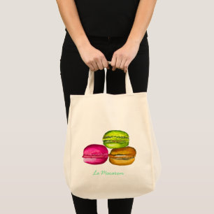 Farbenfrohe Macarons Aquarellkunst funky Tragetasche