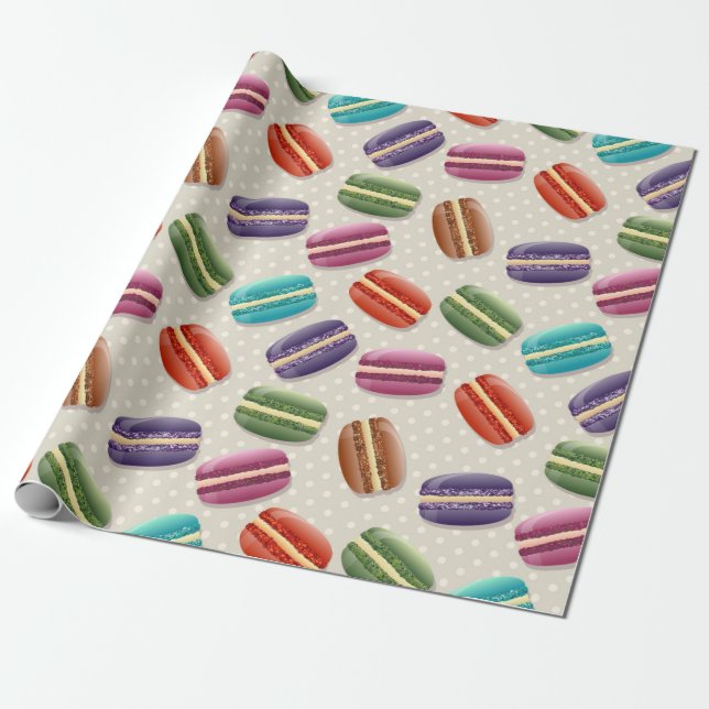 Farbenfrohe Macarons Geschenkpapier (Ungerollt)