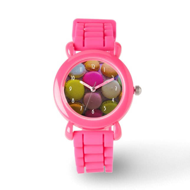 Farbenfrohe Macarons Geschmackvoll gebackenes Dess Armbanduhr (Vorderseite)