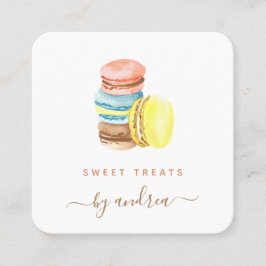 Farbenfrohe Macarons Qr Code Social Media Bäckerei Quadratische Visitenkarte