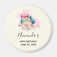 Farbenfrohe Macarons und Blume Wasserfarbe Geburts