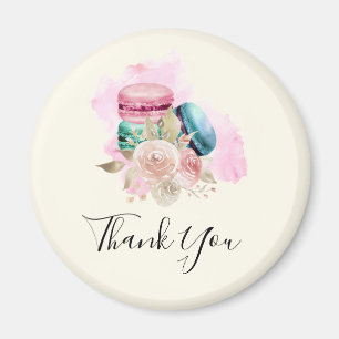 Farbenfrohe Macarons und Blume Wasserfarbe Vielen Magnet
