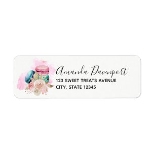 Farbenfrohe Macarons und Blume Wasserfarben