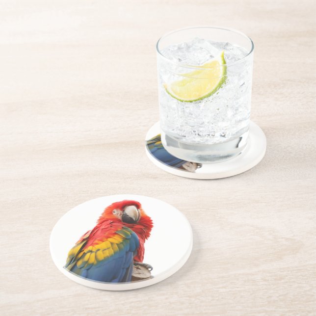 Farbenfrohe Macaw Chic Classy Mod Tropical Untersetzer (Seite)