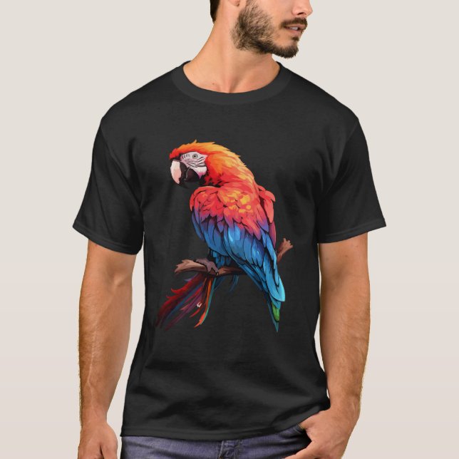 Farbenfrohe Macaw Parrot Bird Lover - Ornithologie T-Shirt (Vorderseite)
