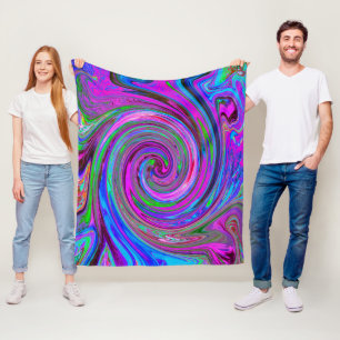 Farbenfrohe Magenta Swirl Retro Abstraktes Design Fleecedecke
