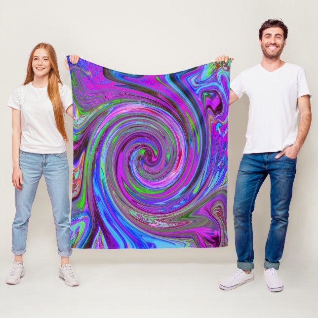 Farbenfrohe Magenta Swirl Retro Abstraktes Design Fleecedecke (Beispiel)