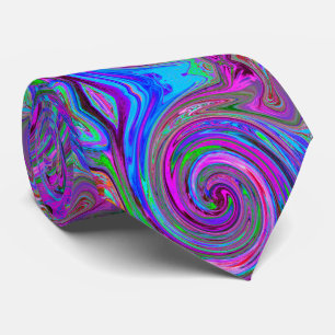 Farbenfrohe Magenta Swirl Retro Abstraktes Design Krawatte