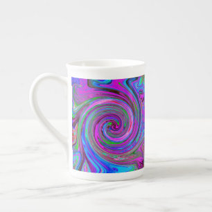 Farbenfrohe Magenta Swirl Retro Abstraktes Design Prozellantasse