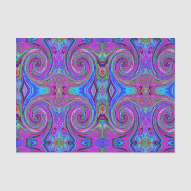 Farbenfrohe Magenta Swirl Retro Abstraktes Design Seidenpapier (Vorderseite)