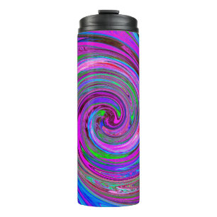Farbenfrohe Magenta Swirl Retro Abstraktes Design Thermosbecher