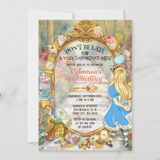 Farbenfrohe magische Alice's Wunderland Tea Geburt Einladung