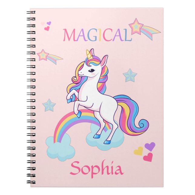 Farbenfrohe magische Einhorn- und Regenbogenfarben Notizblock (Vorderseite)