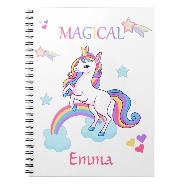 Farbenfrohe magische Einhorn- und Regenbogenfolie Notizblock (Vorderseite)