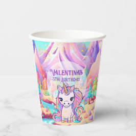Farbenfrohe magische Niedliche Einhorn Land Girl's Pappbecher