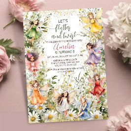 Farbenfrohe magische Pixie Fairy Floral Girls Gebu Einladung