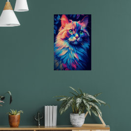 Farbenfrohe Maine Coon Cat Art Poster