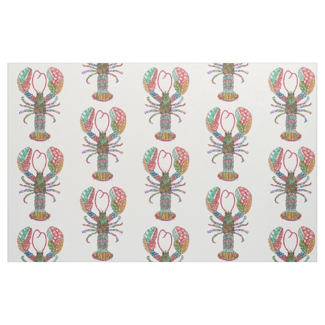 Farbenfrohe Maine Rote Hummerstoffe Stoff (Fat Quarter (45,7 x 55,9 cm))