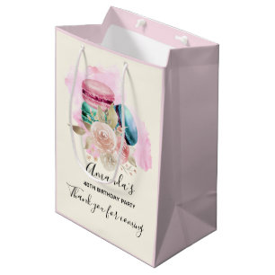 Farbenfrohe Makronen und Blumen Wasserfarbe Danke Mittlere Geschenktüte
