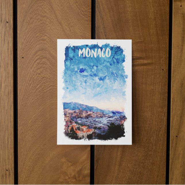 Farbenfrohe Malerei an der Côte d'Azur Postkarte (monaco blue sky postcard)