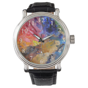 Farbenfrohe Malerei des Künstlers Armbanduhr