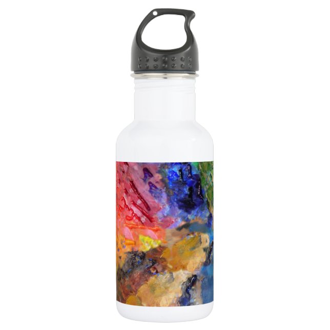 Farbenfrohe Malerei des Künstlers Edelstahlflasche (Vorderseite)