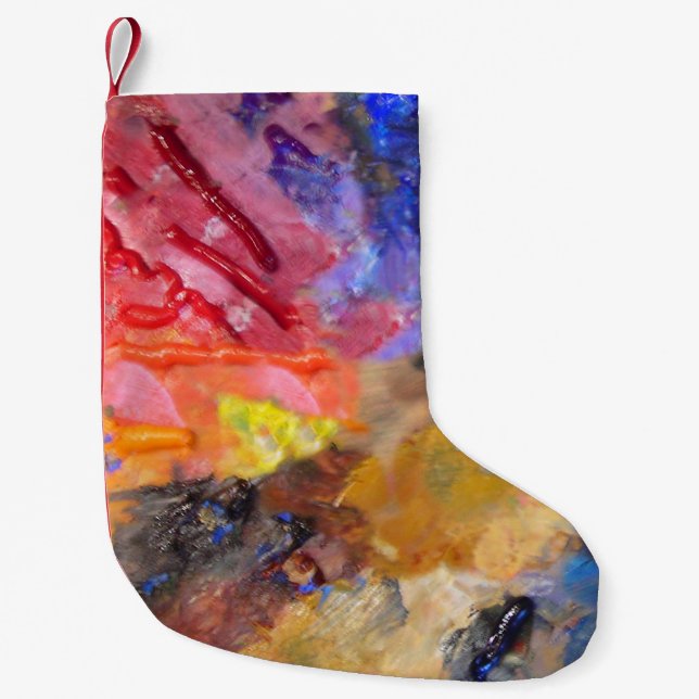Farbenfrohe Malerei des Künstlers Kleiner Weihnachtsstrumpf (Vorderseite)