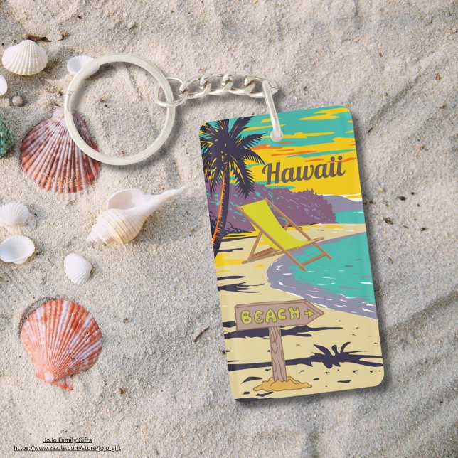 Farbenfrohe Malerei Hawaii Strand Urlaub Sommer Schlüsselanhänger (Von Creator hochgeladen)
