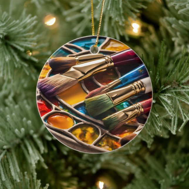 Farbenfrohe Malerei Keramik Ornament (Baum)