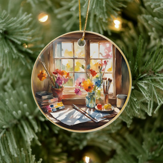 Farbenfrohe Malerei Keramik Ornament (Baum)