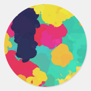 Farbenfrohe Malerei Kunsthandwerk Geburtstagsparty Runder Aufkleber
