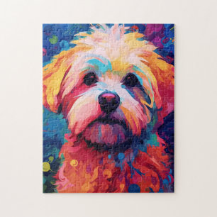 Farbenfrohe maltesische Hundekunst