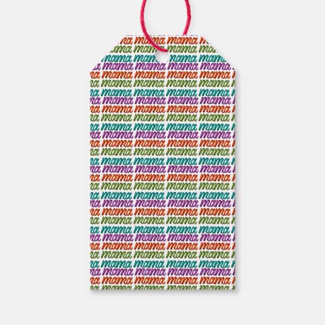 Farbenfrohe Mama-Geschenktasche Geschenkanhänger (Vorderseite)