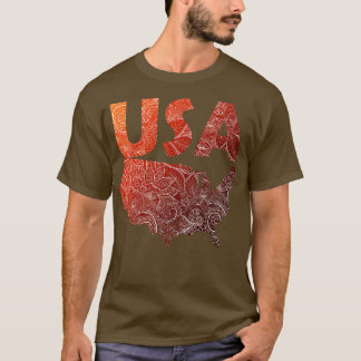 Farbenfrohe mandala Art Map of the United Staaten  T-Shirt