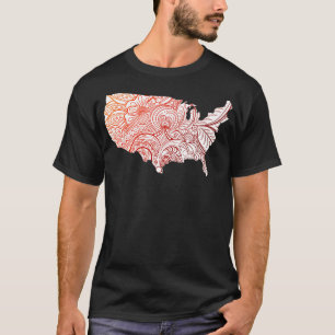 Farbenfrohe mandala Art Map of the United Staaten T-Shirt