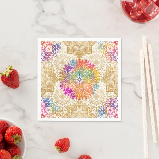 Farbenfrohe Mandala Art Serviette (Beispiel)