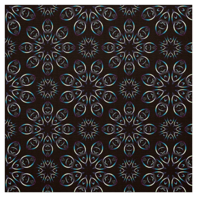 Farbenfrohe Mandala auf schwarzem Hintergrund Stoff (Muster)