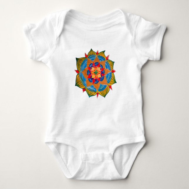 Farbenfrohe Mandala Baby Jersey Bodysuit Baby Strampler (Vorderseite)