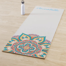 Farbenfrohe Mandala-Bezeichnung für lebendige, ene Yogamatte